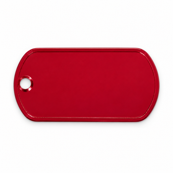 Röd dog tag i aluminium