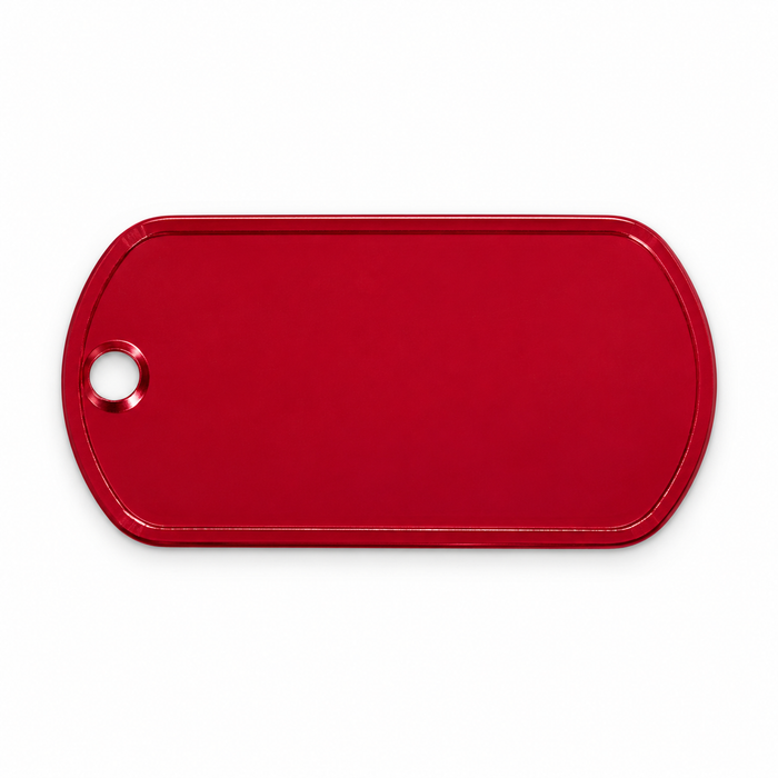 Röd dog tag i aluminium